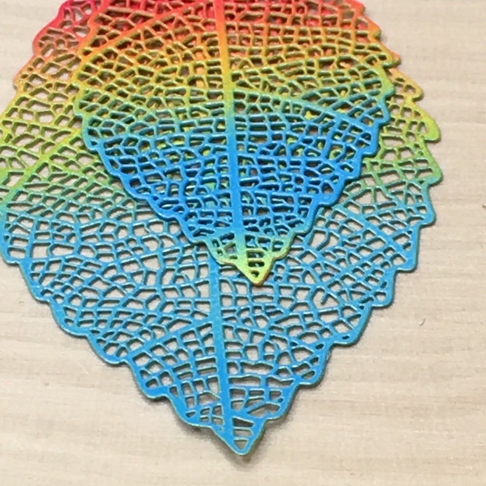 Double Rainbow Leaf Earrings  PRICE IS FIRM - Picture 6 of 8